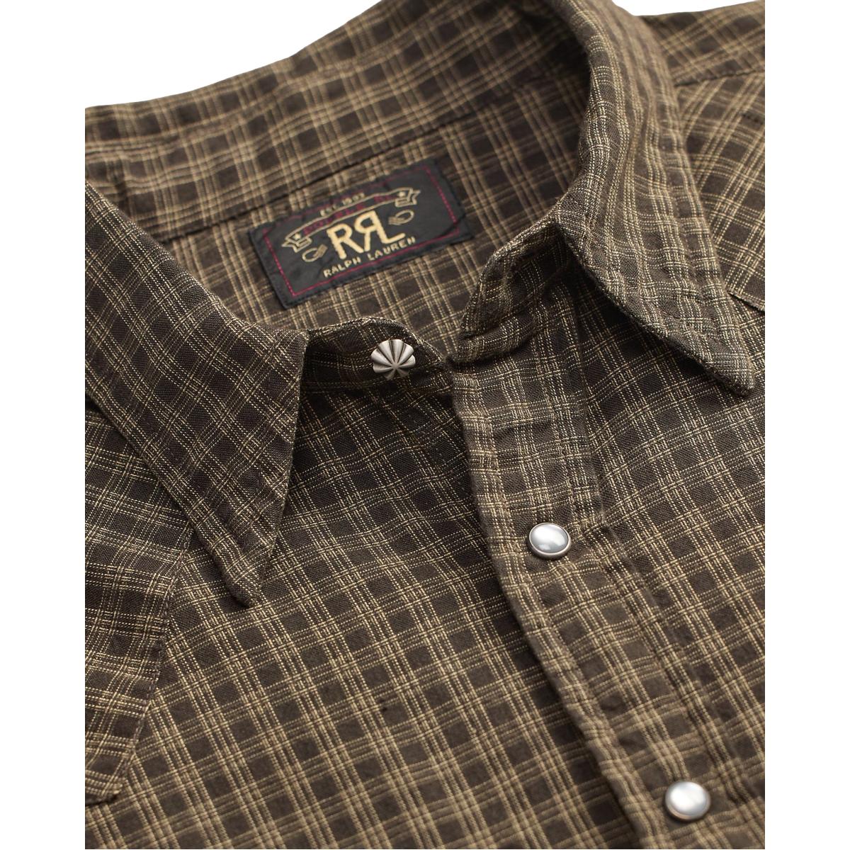 Slim Fit Checked Western Shirt Brown Tan - Shirt