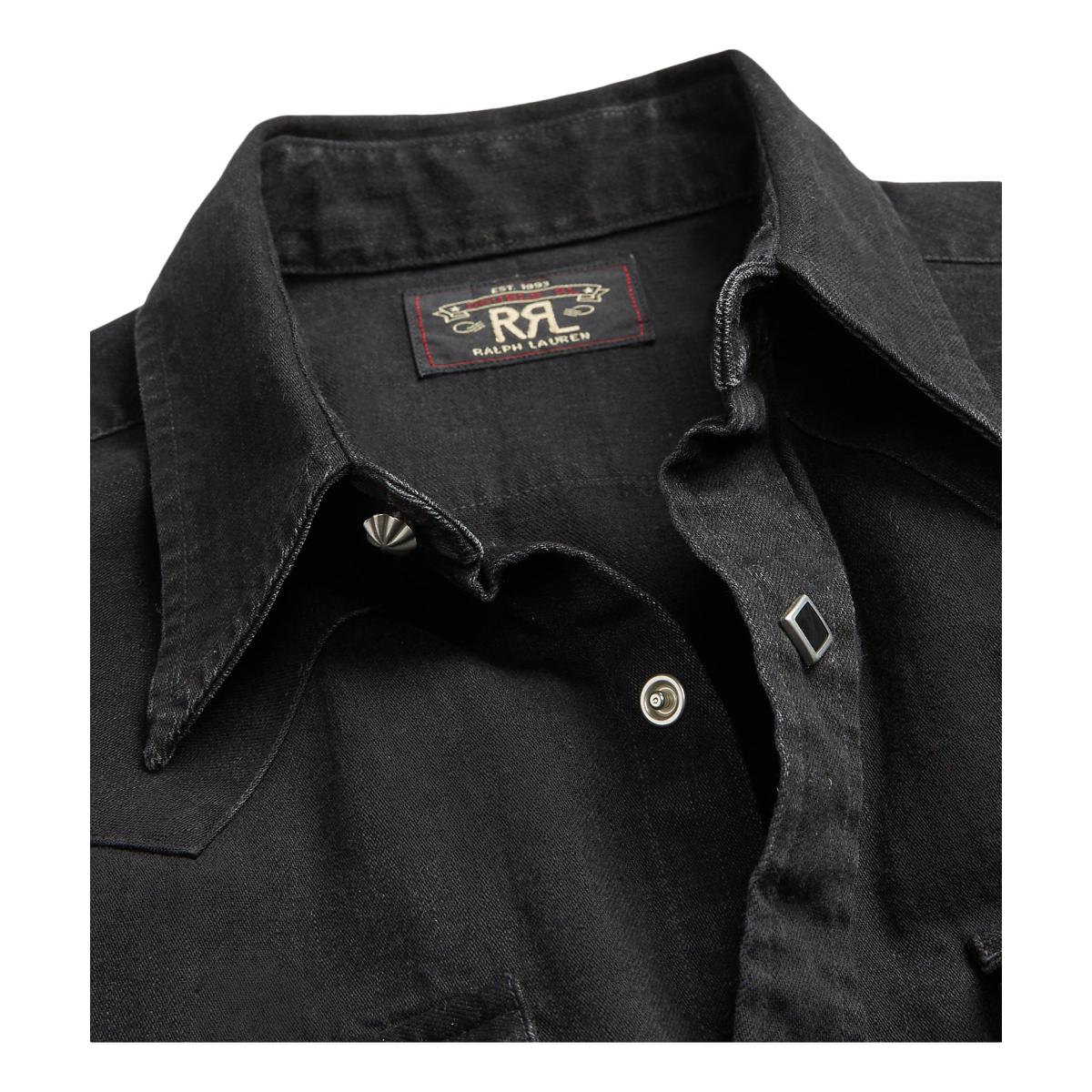 Slim Fit Denim Western Shirt Black - Shirt