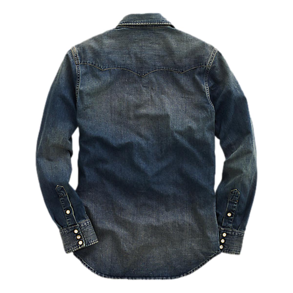 Slim Fit Denim Western Shirt Dark Wash - Shirt