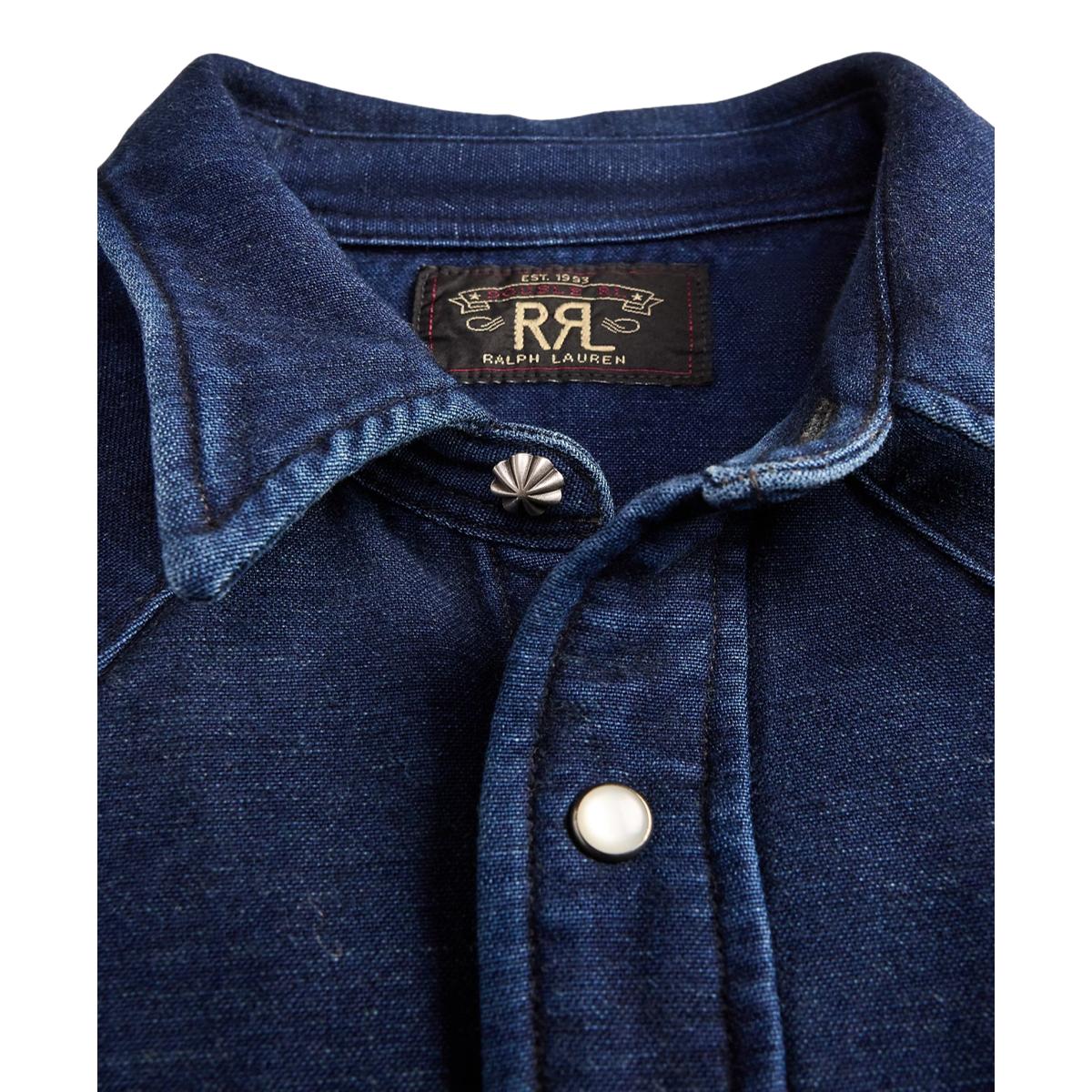 Slim Fit Indigo Chamois Western Shirt Western Shirt