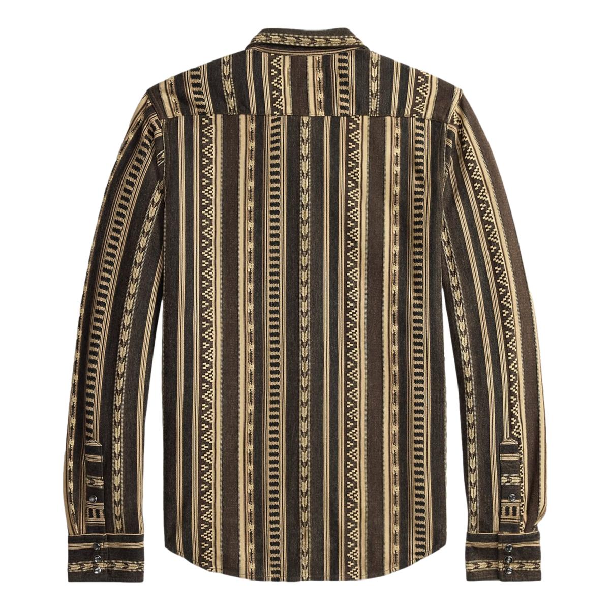 Slim Fit Jacquard-Knit Western Shirt Brown Multi - Shirt