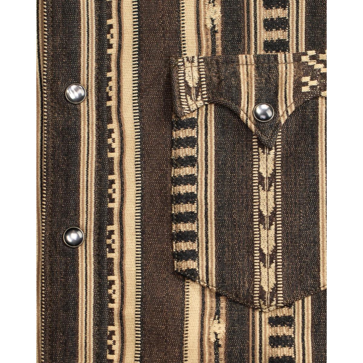 Slim Fit Jacquard-Knit Western Shirt Brown Multi - Shirt