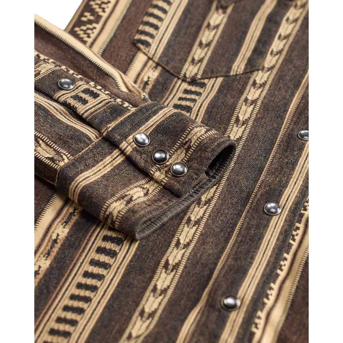 Slim Fit Jacquard-Knit Western Shirt Brown Multi - Shirt