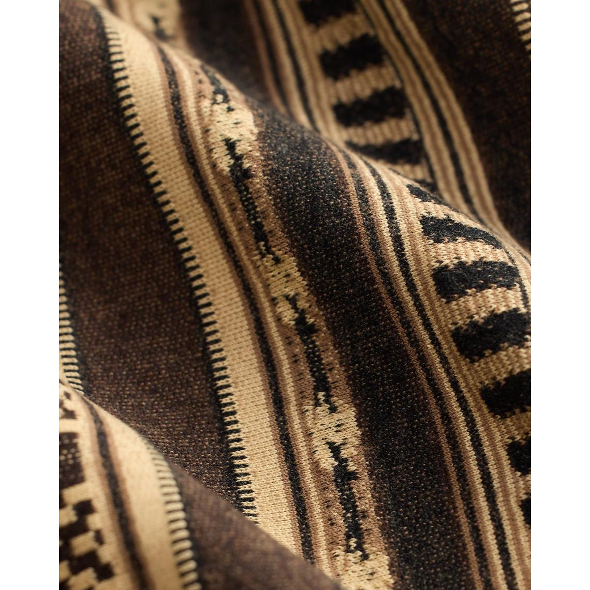 Slim Fit Jacquard-Knit Western Shirt Brown Multi - Shirt