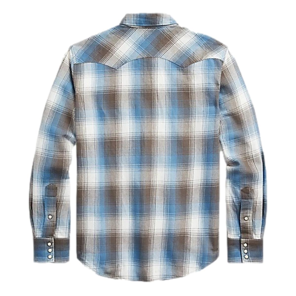 Slim Fit Plaid Twill Western Shirt Blue Multi - Shirt
