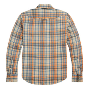 Slim Fit Plaid Twill Western Shirt Blue Orange Multi