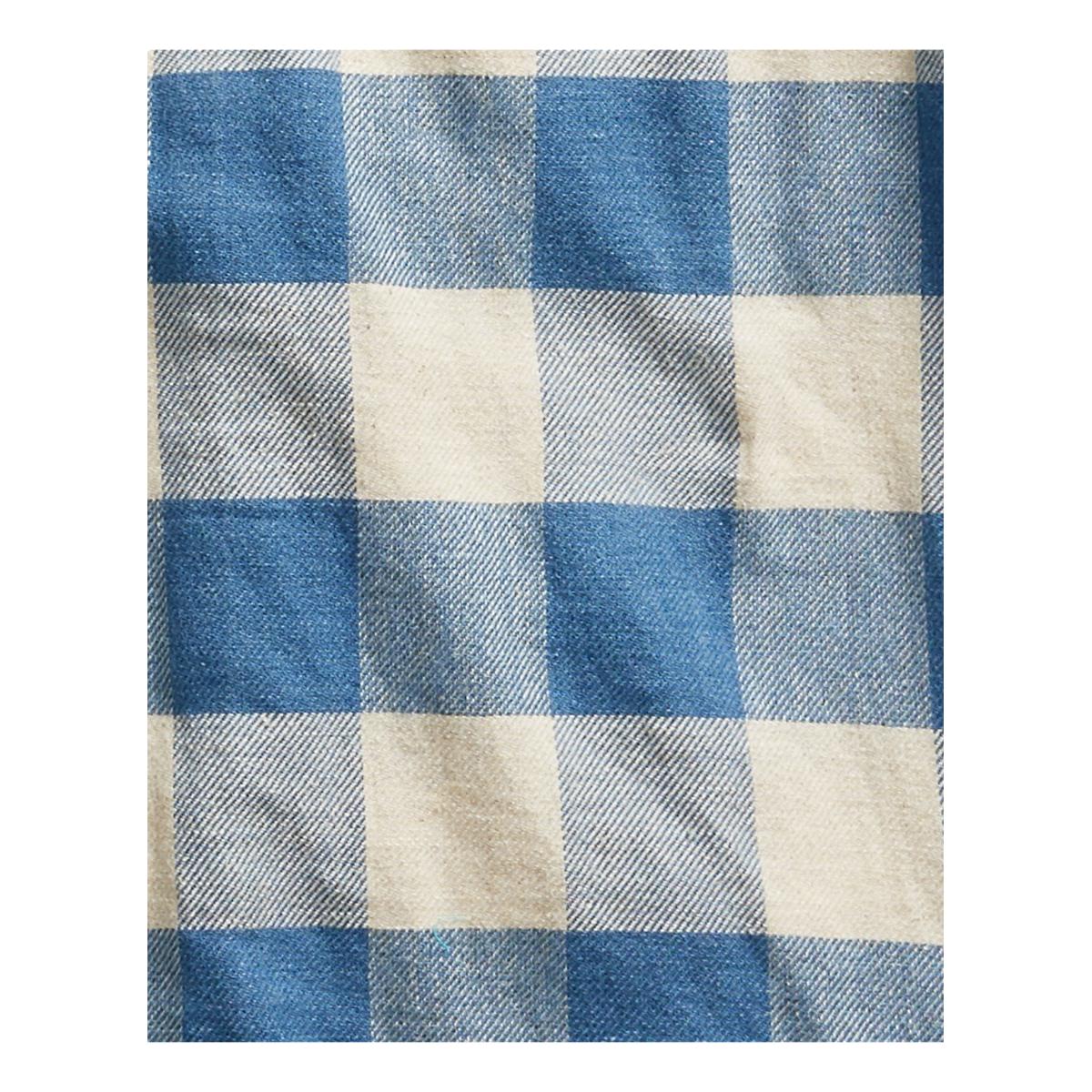 Slim Fit Plaid Twill Western Shirt Indigo Cream - Western