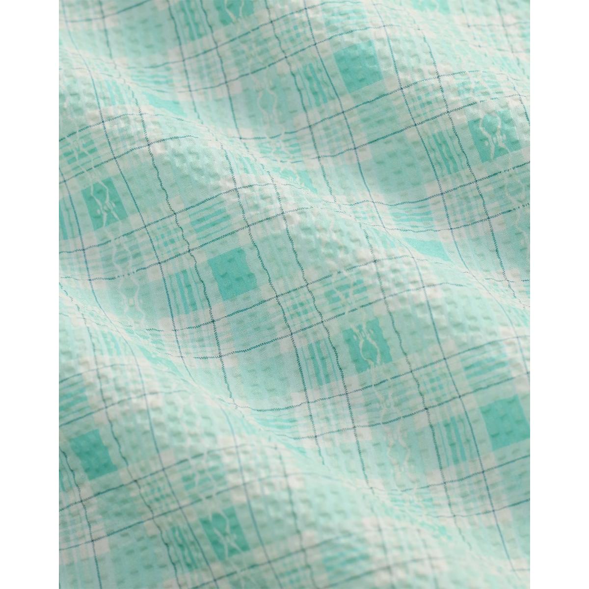 Slim Fit Seersucker Western Shirt Turquoise Multi - Shirt