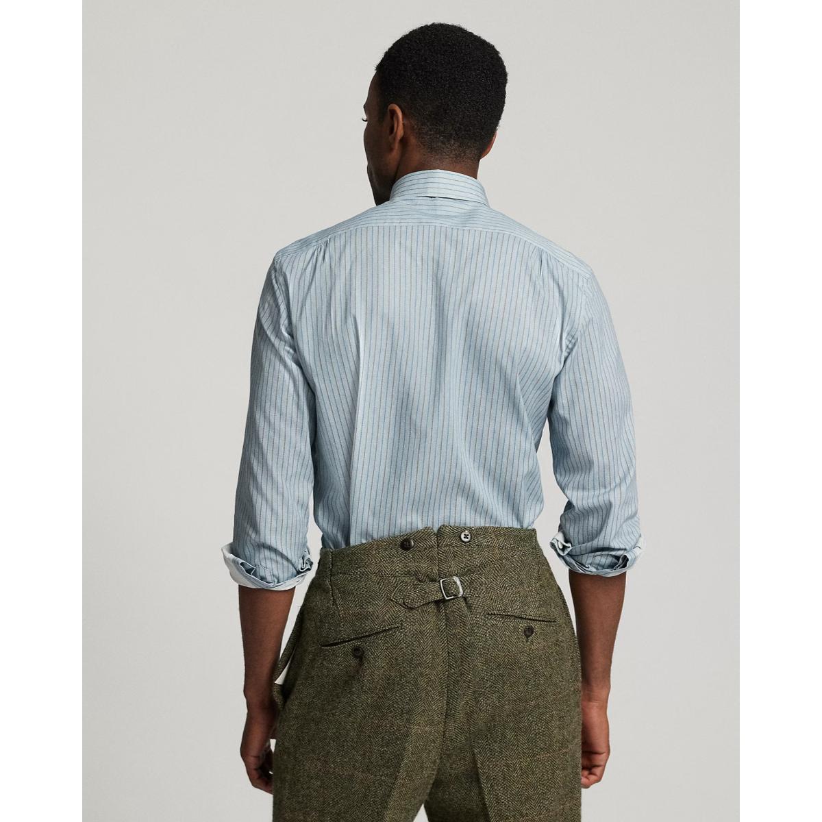 Slim Fit Stripe-Print Woven Shirt Blue Stripe - Shirts