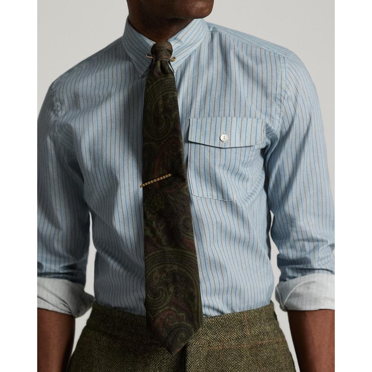 Slim Fit Stripe-Print Woven Shirt Blue Stripe - Shirts