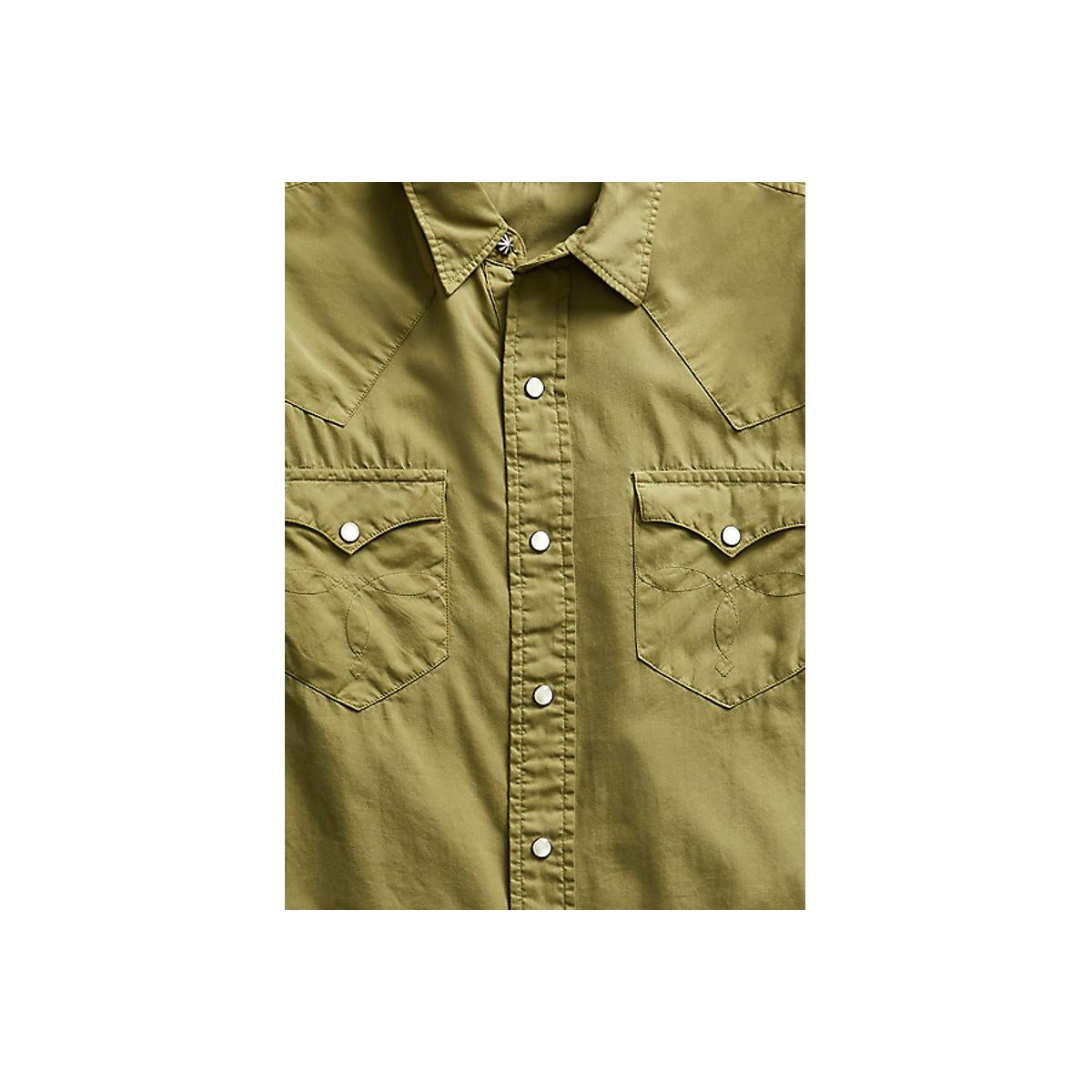 Slim Fit Twill Western Shirt Olive Drab-RRL-MILWORKS