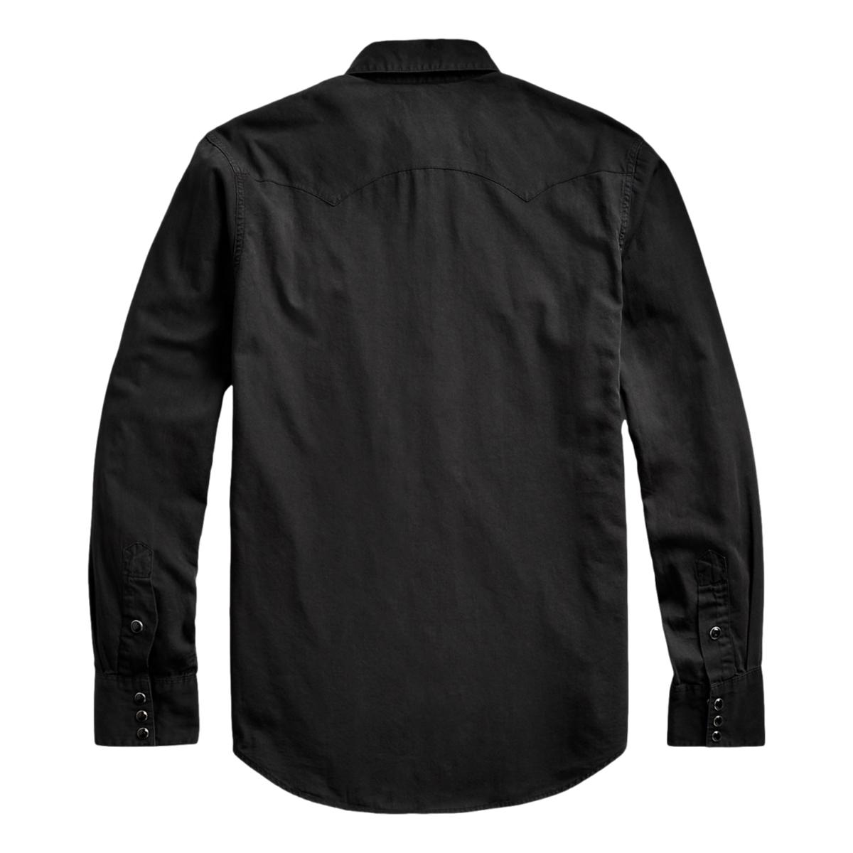 Slim Fit Twill Western Shirt Polo Black - Shirt