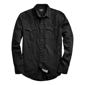 Slim Fit Twill Western Shirt Polo Black - Shirt