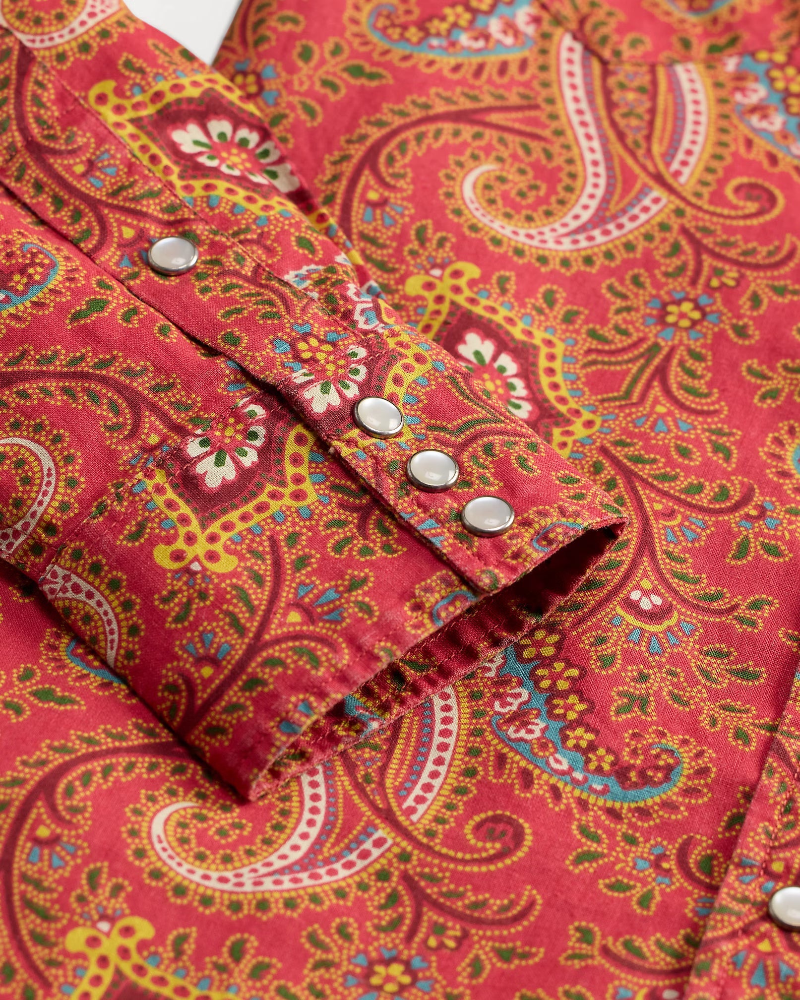 Slim Paisley Linen-Cotton Western Shirt Red Multi - Shirt
