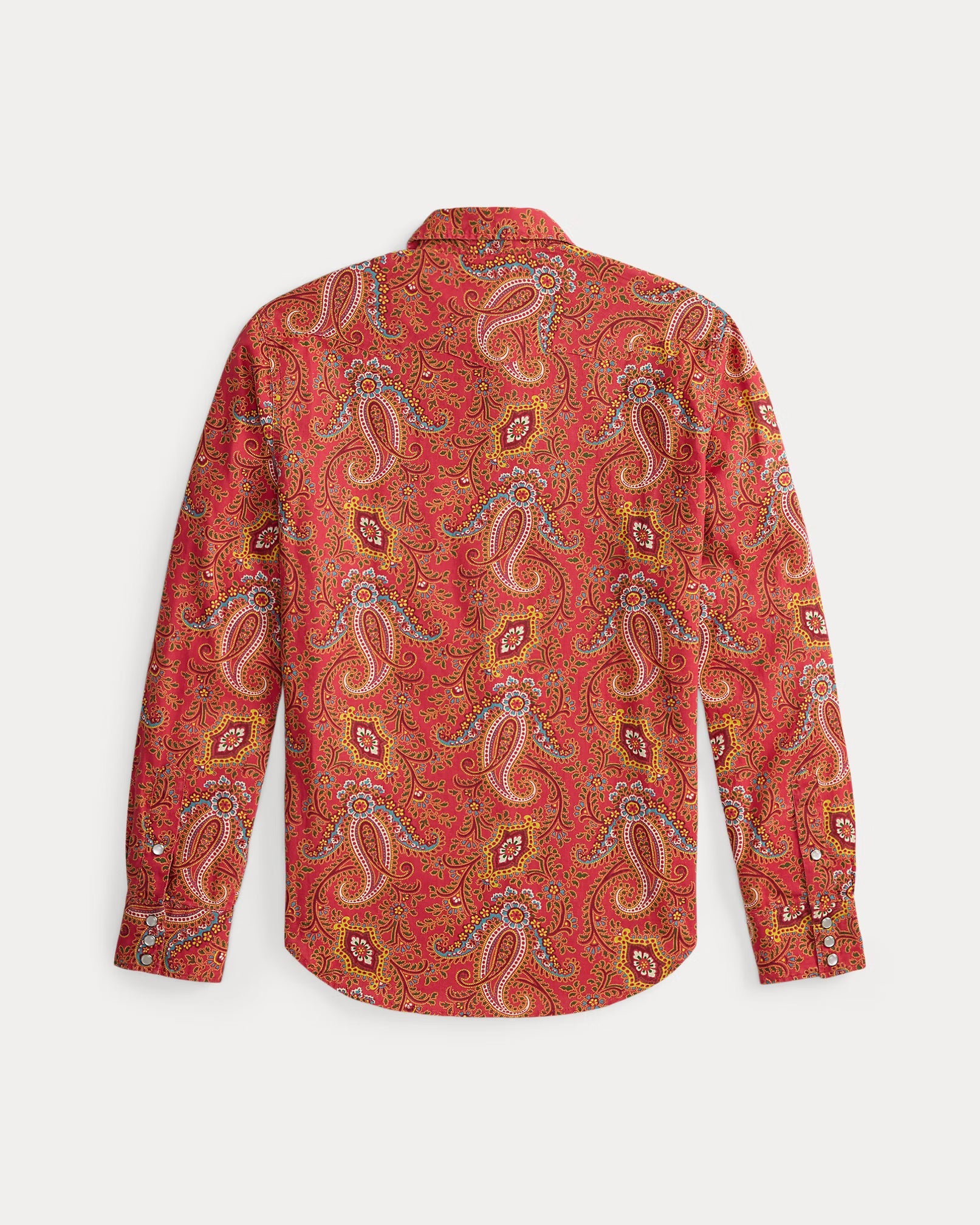 Slim Paisley Linen-Cotton Western Shirt Red Multi - Shirt