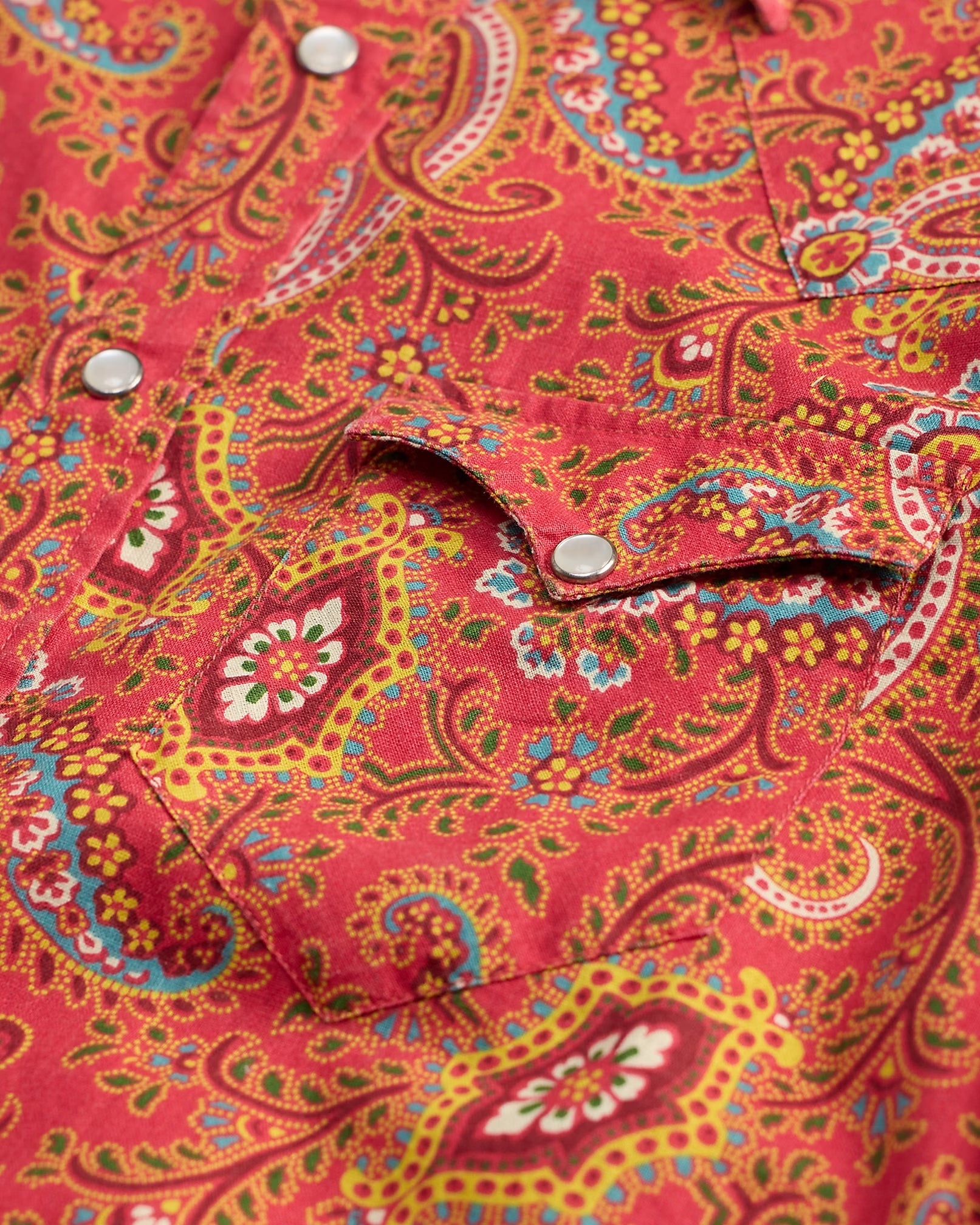Slim Paisley Linen-Cotton Western Shirt Red Multi - Shirt