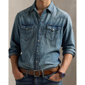 Slub Denim Western Shirt Shirt