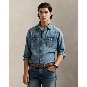 Slub Denim Western Shirt Shirt