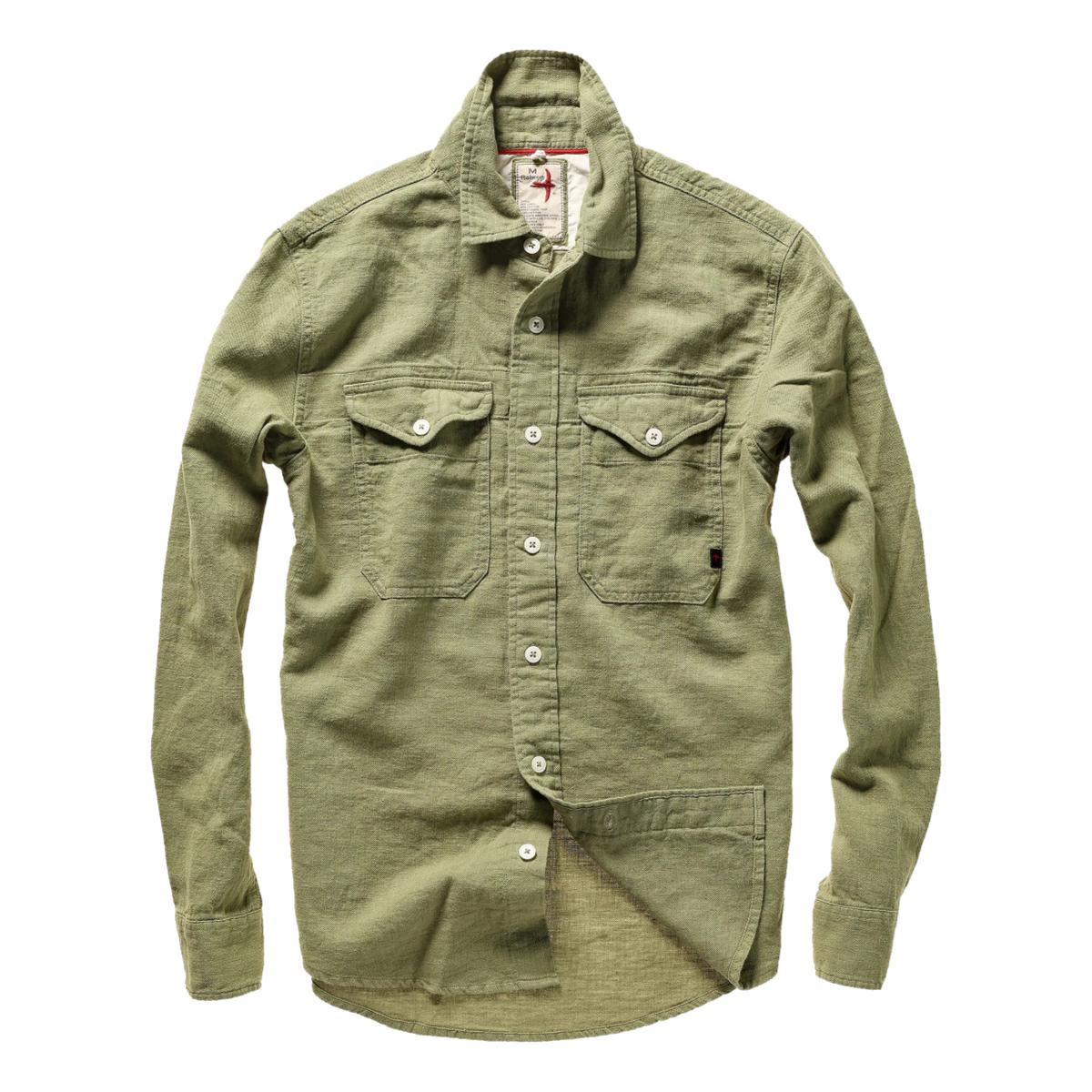 Slub Linen Workshirt Lt Olive - Shirts