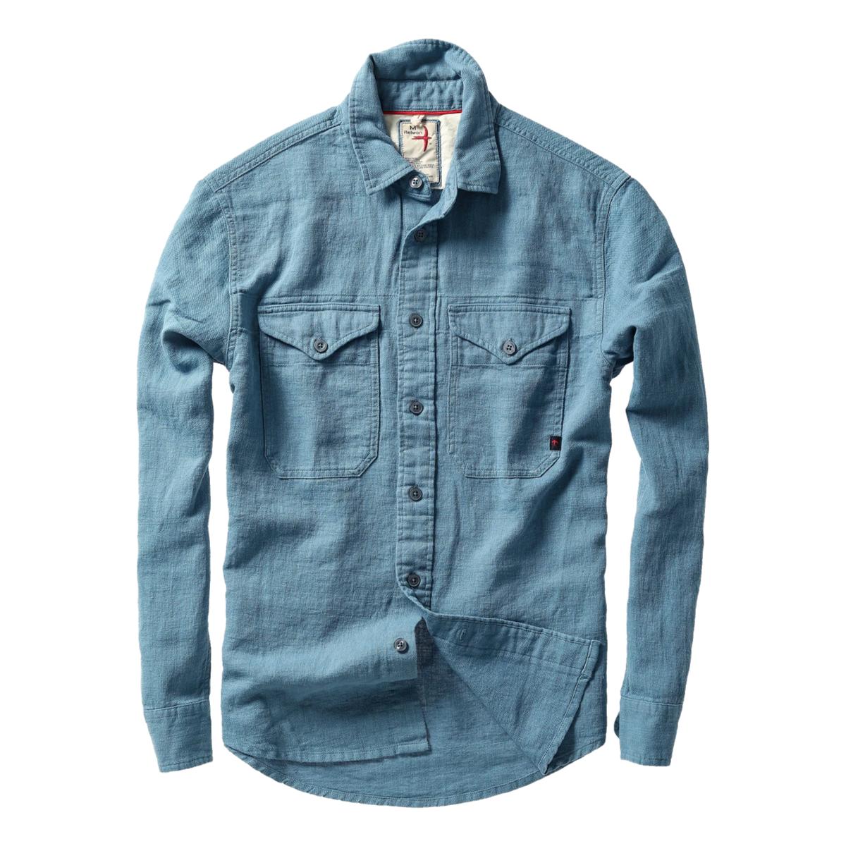Slub Linen Workshirt Marine Fade - Shirts