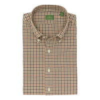 Sport Shirt Brown Olive Red Guncheck Twill - Shirts