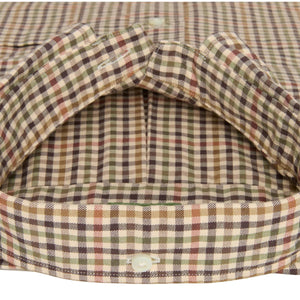 Sport Shirt Brown Olive Red Guncheck Twill - Shirts