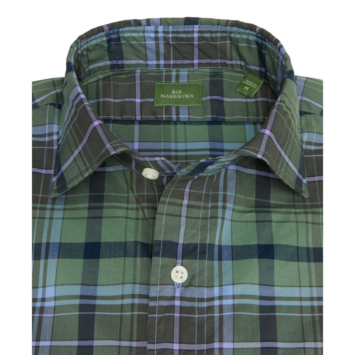 Sport Shirt Olive Navy Lavender Plaid Poplin - Shirts