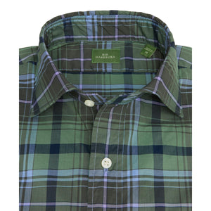 Sport Shirt Olive Navy Lavender Plaid Poplin - Shirts
