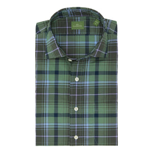 Sport Shirt Olive Navy Lavender Plaid Poplin - Shirts