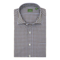 Spread Collar Sport Shirt in Heather Sky Brolive Gingham