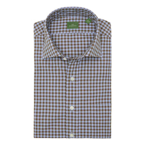 Spread Collar Sport Shirt in Heather Sky Brolive Gingham