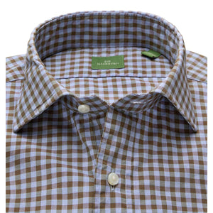Spread Collar Sport Shirt in Heather Sky Brolive Gingham