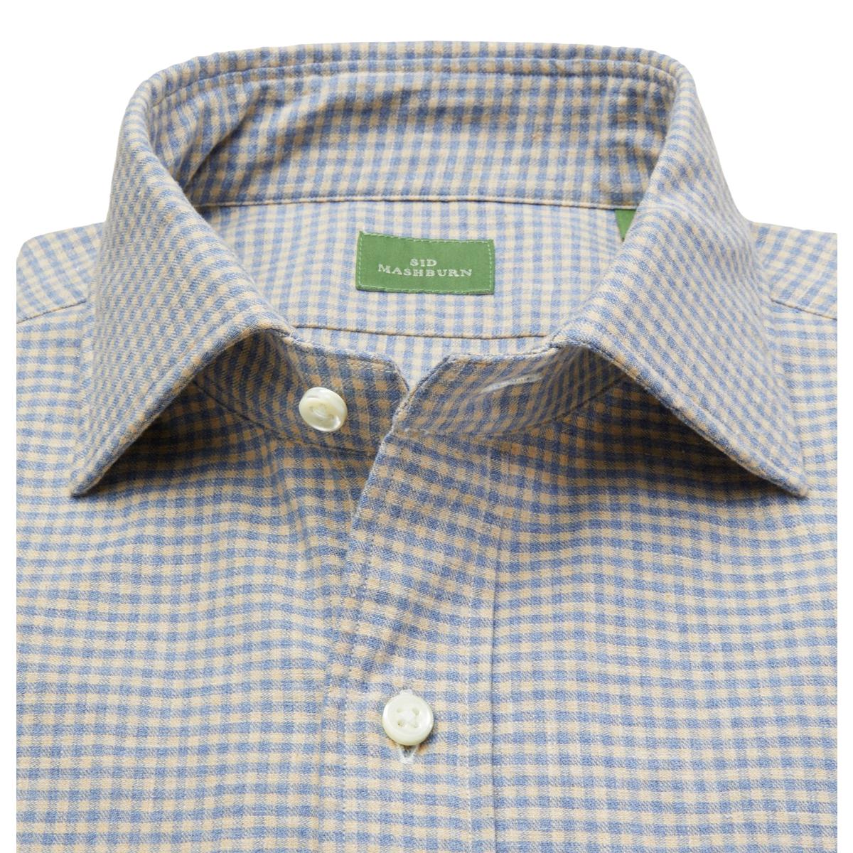 Spread Collar Sport Shirt Peri Sawdust Gingham Brushed