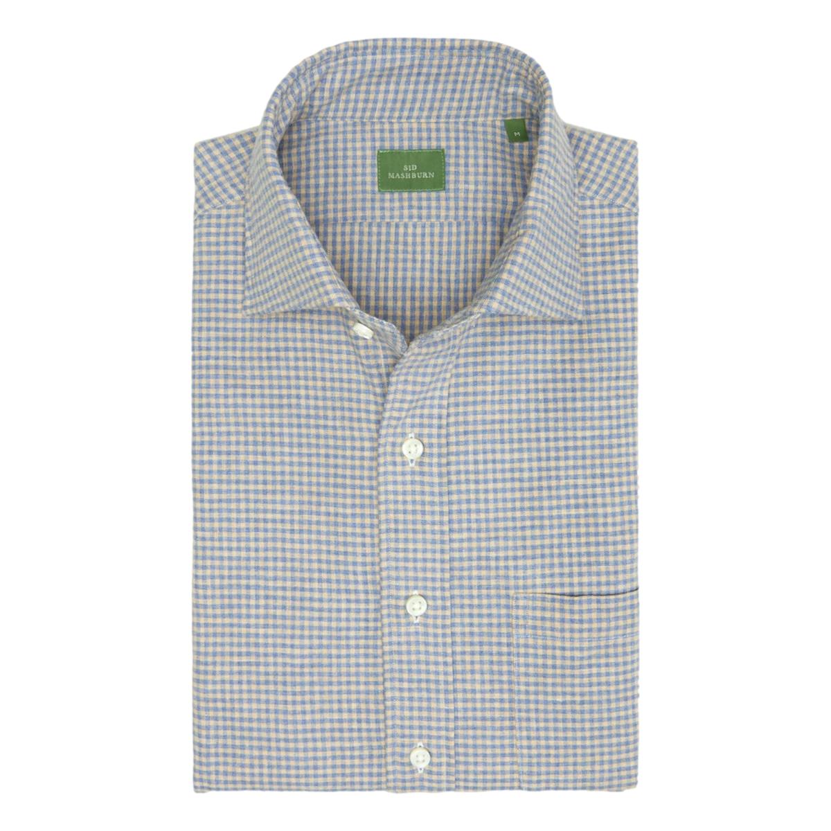 Spread Collar Sport Shirt Peri Sawdust Gingham Brushed