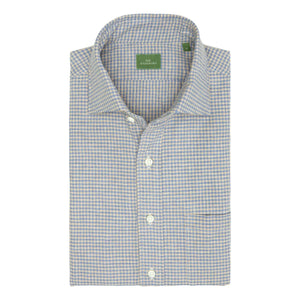 Spread Collar Sport Shirt Peri Sawdust Gingham Brushed