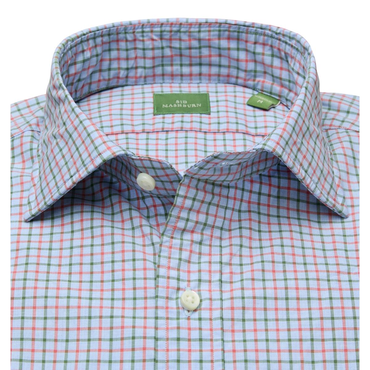 Spread Collar Sport Shirt Sky/Peach/Graphite Tattersall