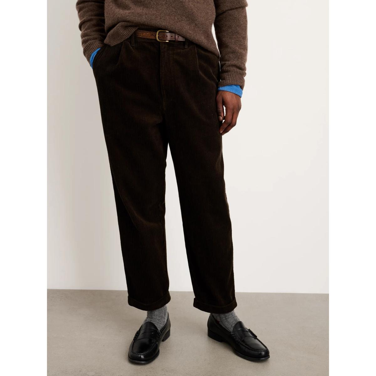 Standard Pleated Pant Chocolate Corduroy - Pants