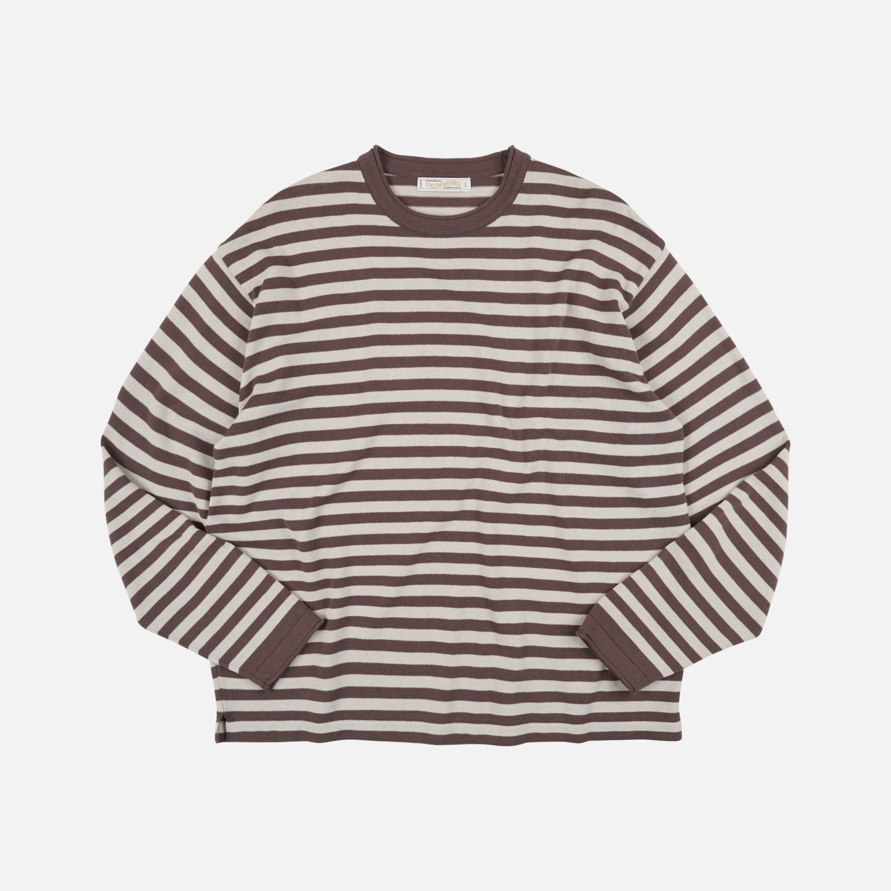 Stripe Knit Long Sleeve Shirt Brown