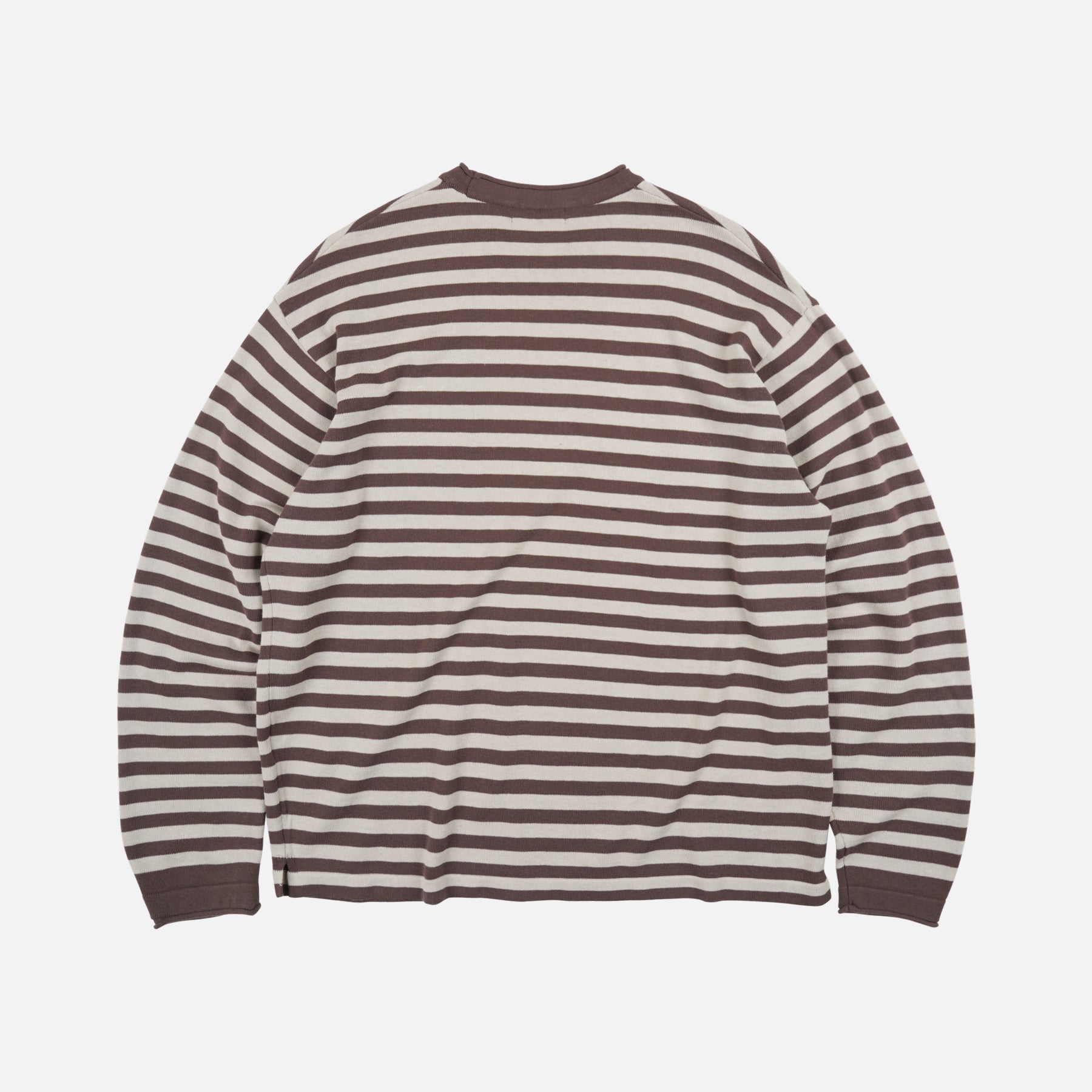 Stripe Knit Long Sleeve Shirt Brown