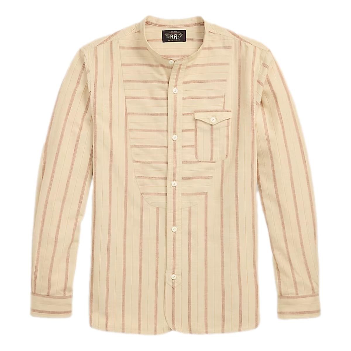 Striped Dobby Workshirt Beige Multi - Shirts
