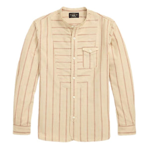 Striped Dobby Workshirt Beige Multi - Shirts