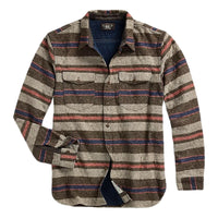 Striped Double Cloth Workshirt Brown Multi - Shirt