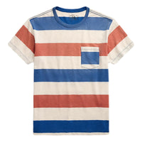 Striped Jersey Pocket T - Shirt Red Blue White - T Shirt