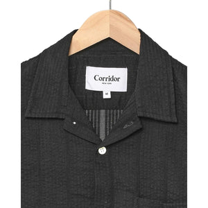Striped Seersucker Short Sleeve Black - Shirt