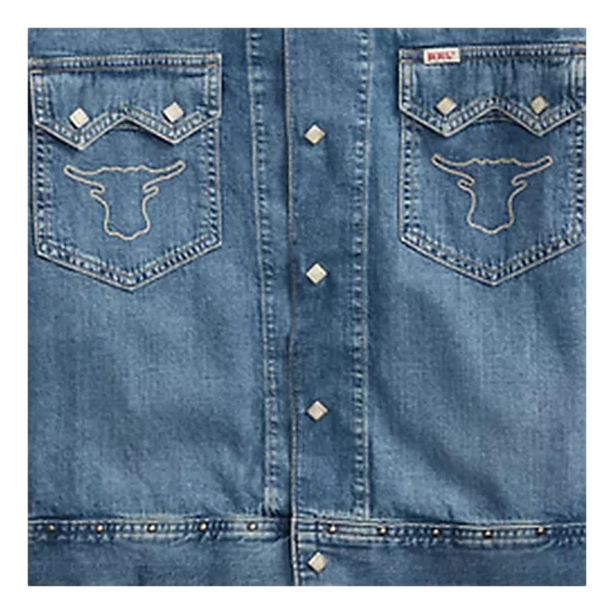 Studded Indigo Denim Jacket Dillon Wash - Shirt Jacket