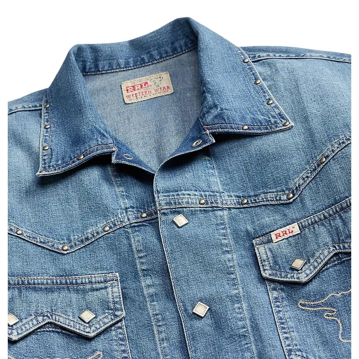 Studded Indigo Denim Jacket Dillon Wash - Shirt Jacket