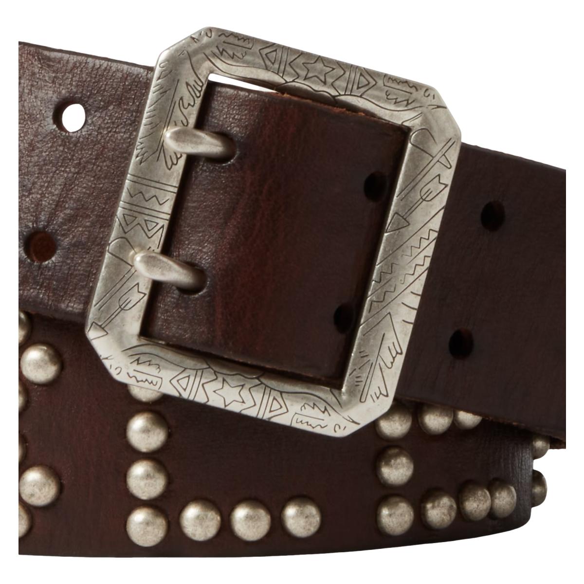 RRL Studded-Logo Leather Belt - MILWORKS