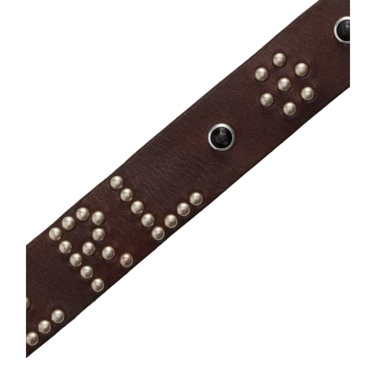 Studded-Logo Leather Belt Dark Brown - Belts