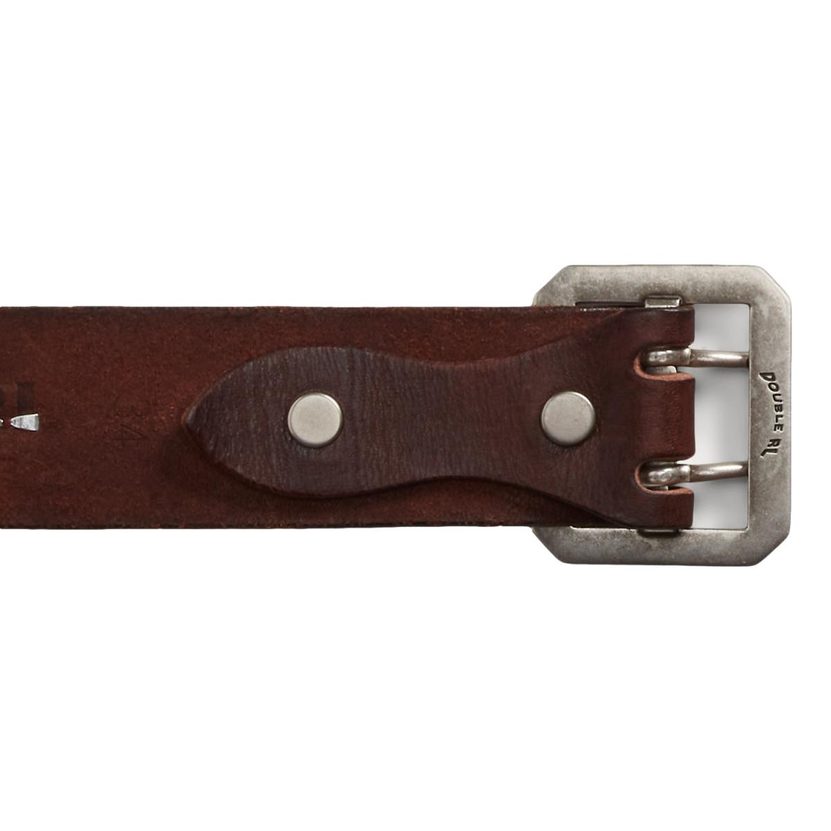 Studded-Logo Leather Belt Dark Brown - Belts