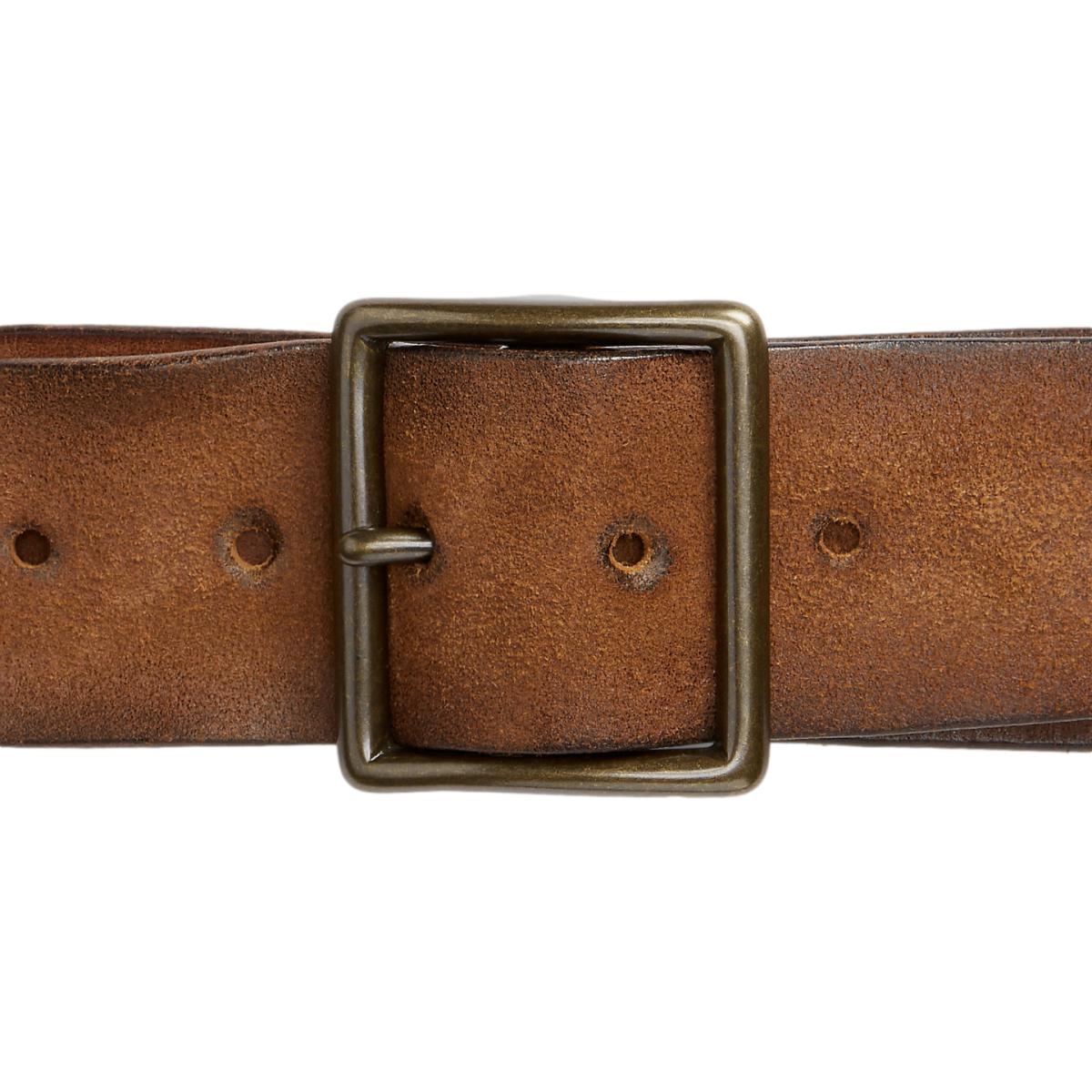 Studded Roughout Leather Belt Light Brown - Belts